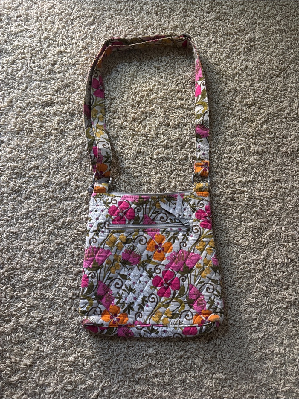 Vera Bradley Quilted Floral Crossbody - Pink, Orange & Green